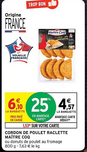 cordon de poulet raclette maître coq