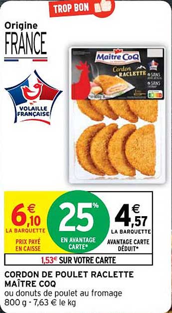 cordon de poulet raclette maître coq