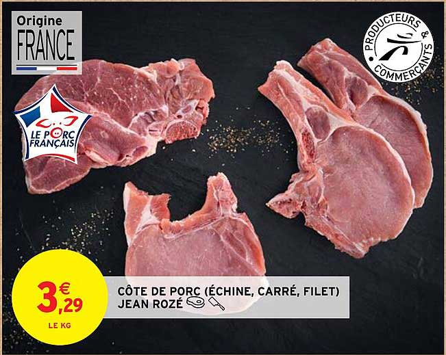 côte de porc (échine, carré, filet) jean rozé