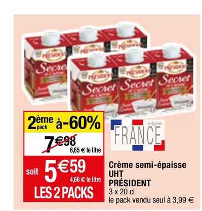 crème semi-épaisse UHT président