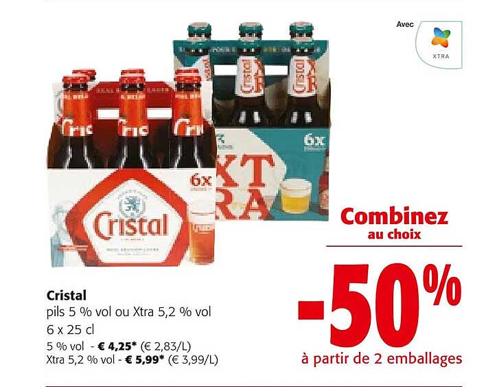 Cristal Pils 5% Vol Ou Xtra 5,2% Vol