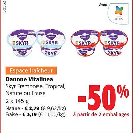Danone Vitalinea Skyr Framboise, Tropical, Nature Ou Fraise