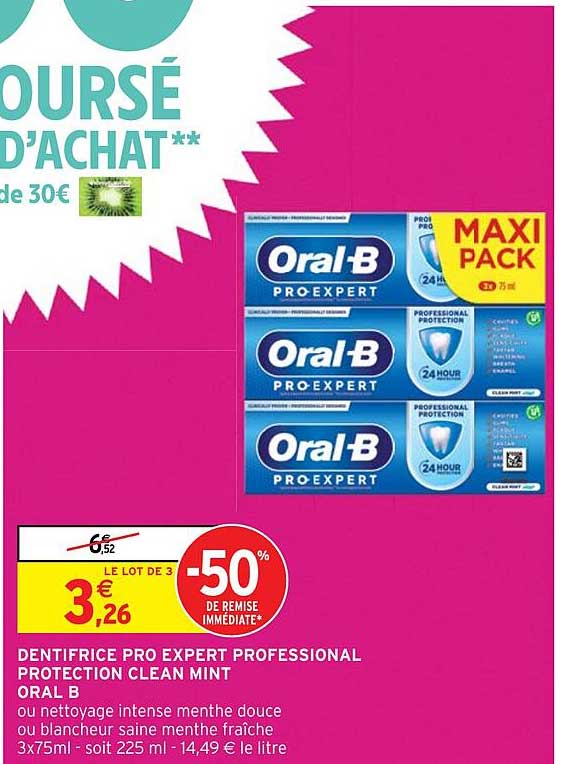 dentifrice pro expert professional  protection clean mint oral B
