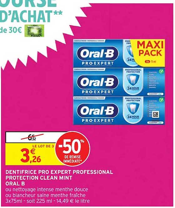 dentifrice pro expert professional protection clean mint oral B