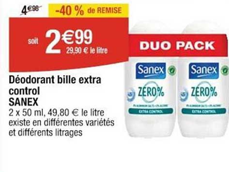 déodorant bille extra control sanex