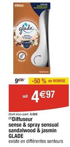 diffuseur sense & spray sensual sandalwood & jasmin glade
