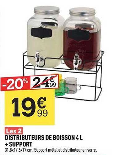 distributeurs de boisson 4 l + support