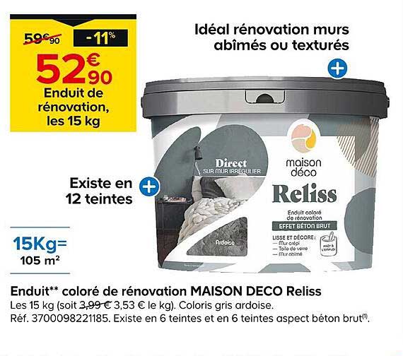 enduit** coloré de rénovation maison deco reliss