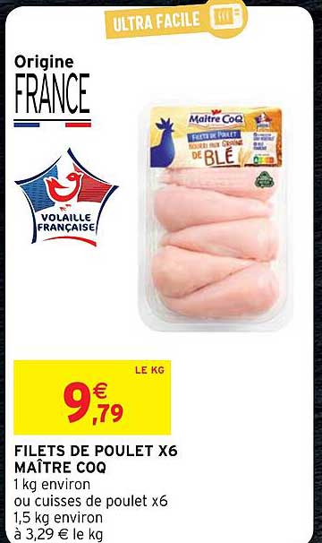 filets de poulet x6 maître coq