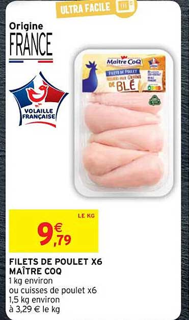 filets de poulet x6 maître coq