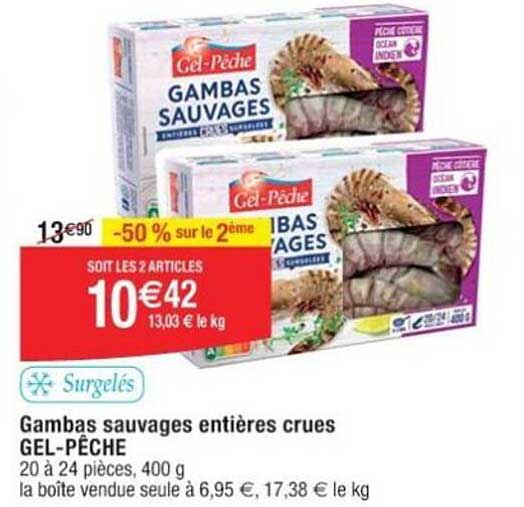 gambas sauvages entières crues gel-pêche