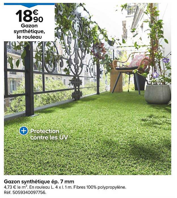 gazon synthétique ép. 7 mm