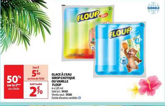 glace à l'eau sirop exotique ou vanille floup