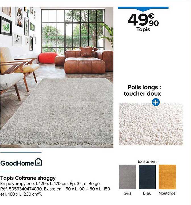goodhome tapis coltrane shaggy