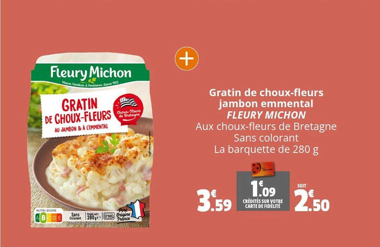 gratin de choux-fleurs jambon emmental fleury michon