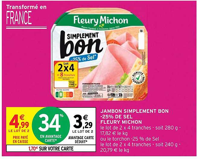 jambon simplement bon -25% de sel fleury michon