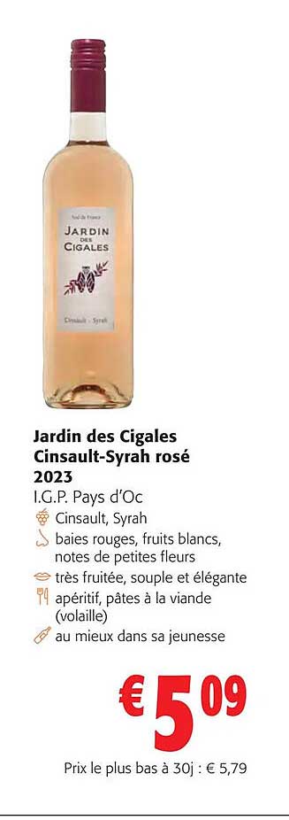 jardin des cigales cinsault-syrah rosé 2023