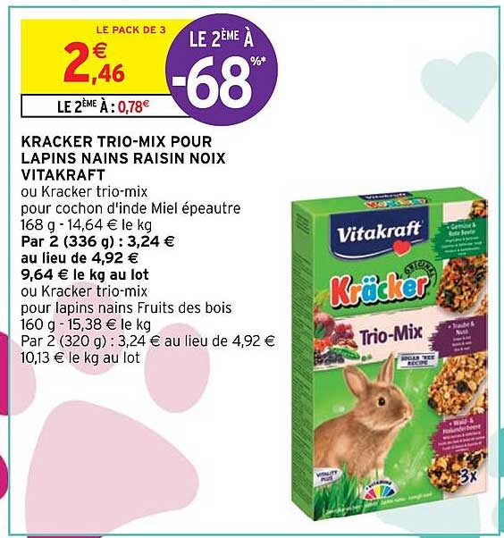 kracker trio-mix pour lapins nains raisin noix vitakraft