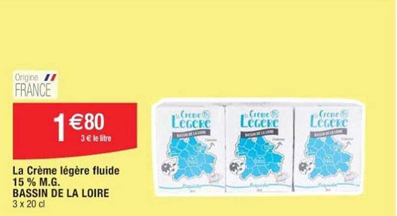 la crème légère fluide 15% m.g. bassin de la loire