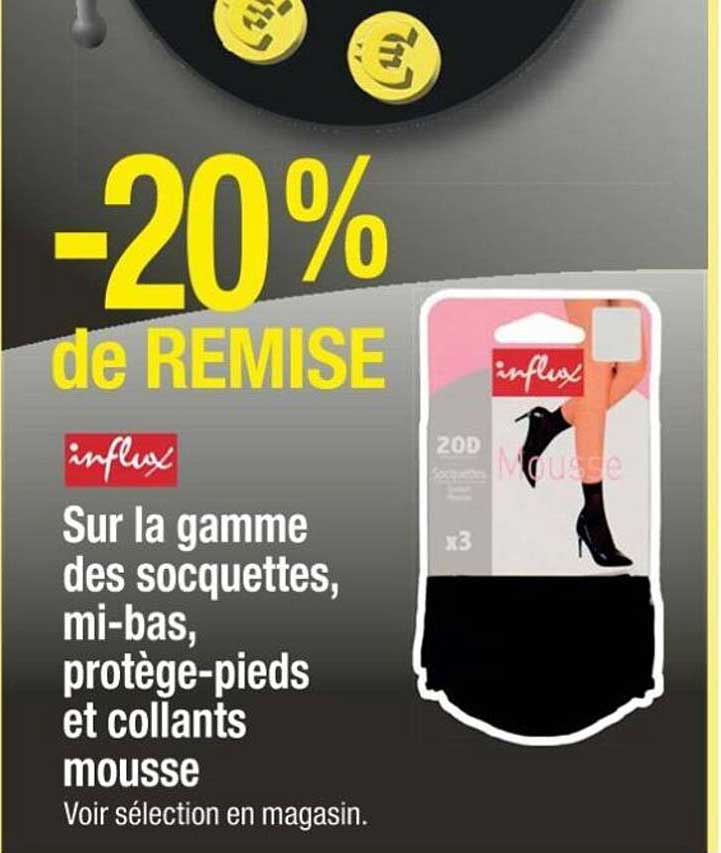 la gamme des socquettes, mi-bas, protège-pieds et collants mousse influx