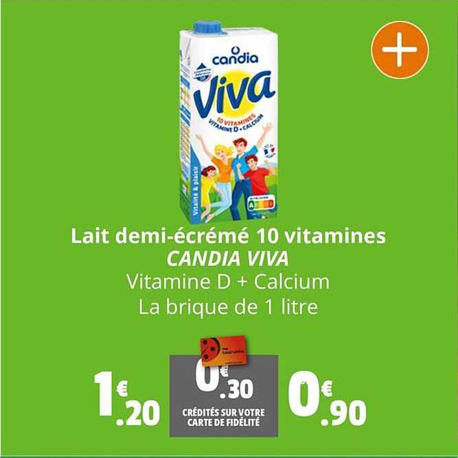lait demi-écrémé 10 vitamines candia viva