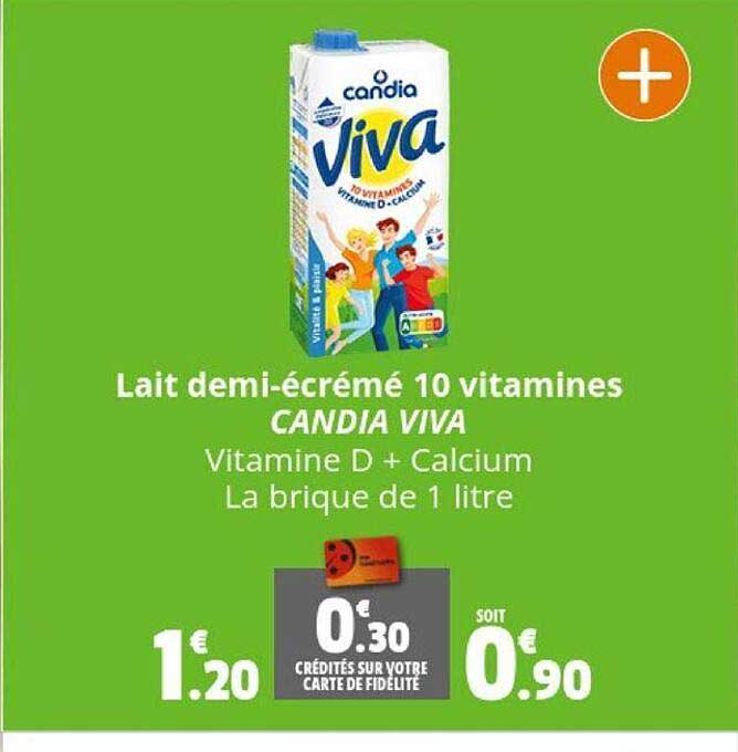 lait demi-écrémé 10 vitamines candia viva