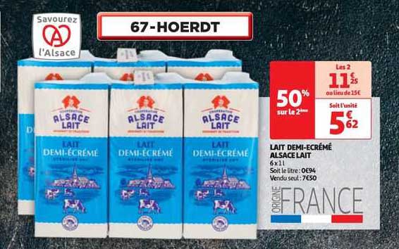 lait demi-écrémé alsace lait