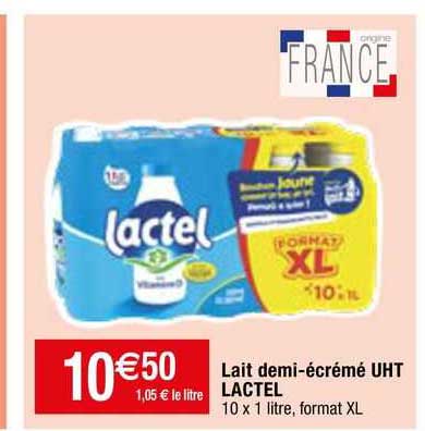 lait demi-écrémé UHT lactel