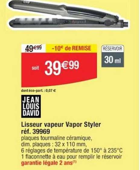 lisseur vapeur vapor styler jean louis david