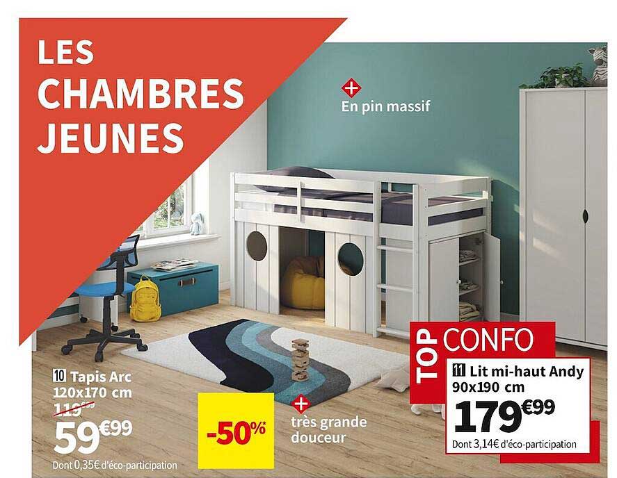 lit mi-haut andy 90x190 cm