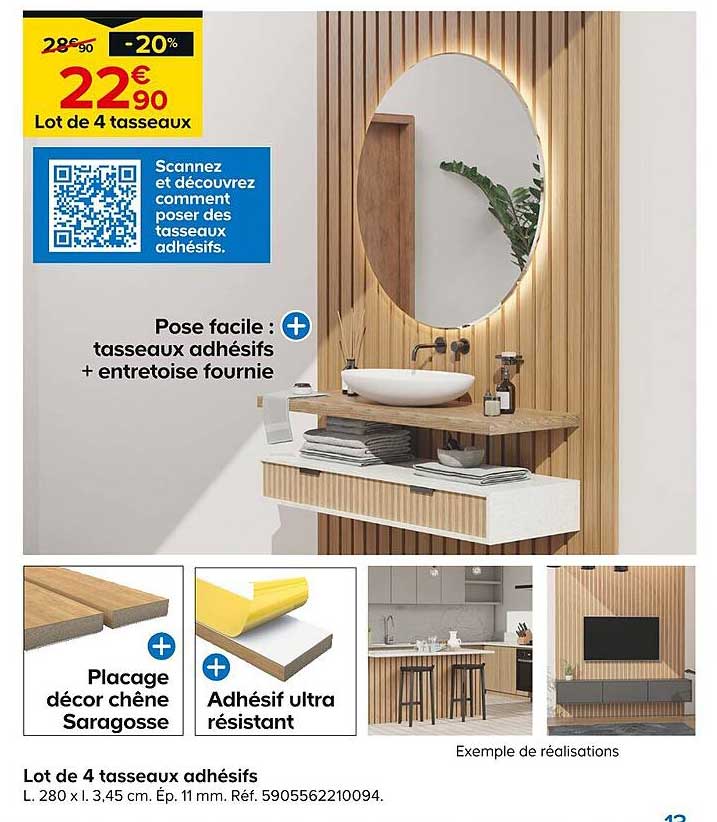 lot de 4 tasseaux adhésifs