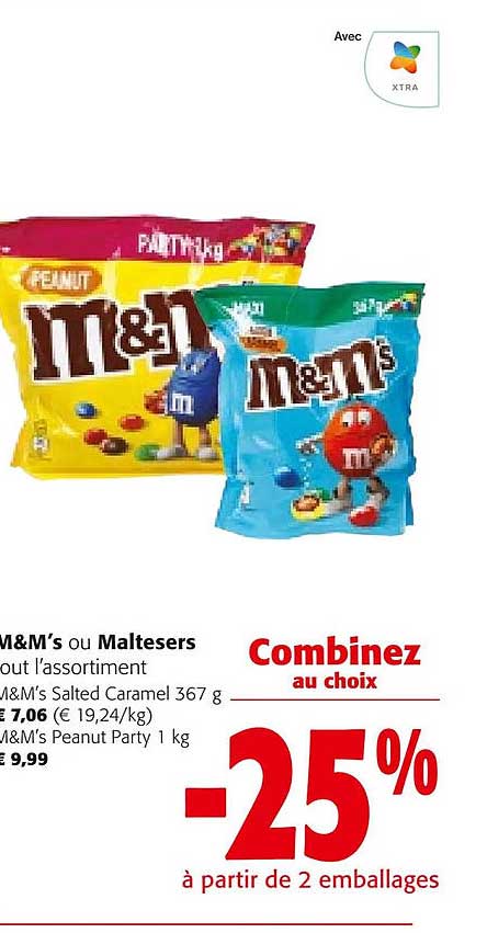 m&m's ou maltesers l'assortiment