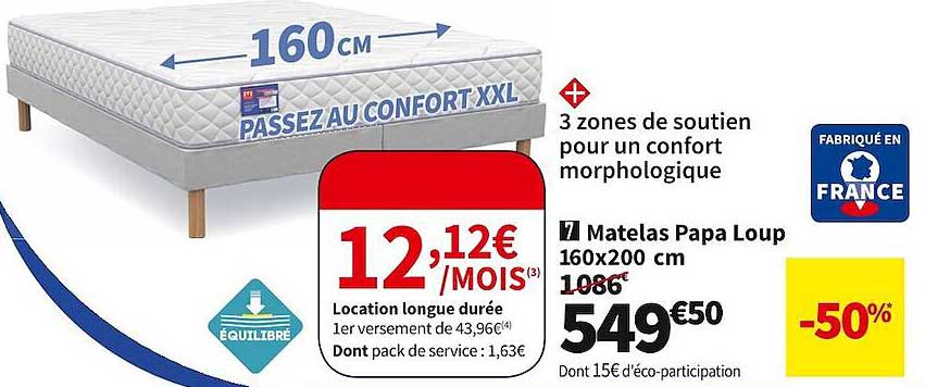 Matelas Papa Loup 160 X 200 Cm
