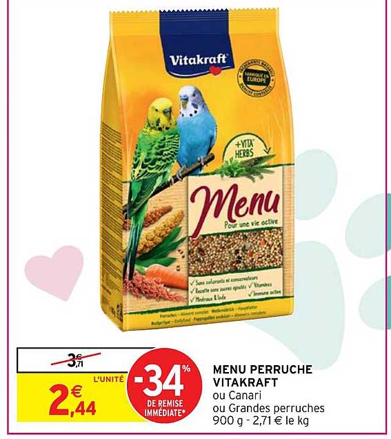 menu perruche vitakraft