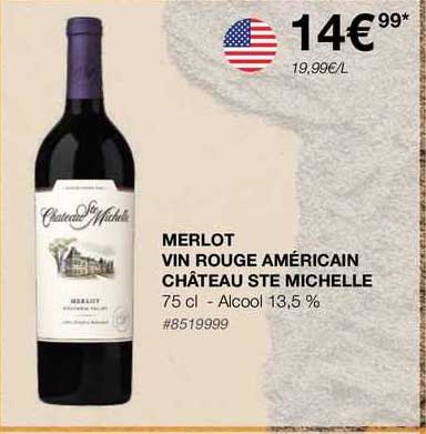 merlot vin rouge américain château ste michelle