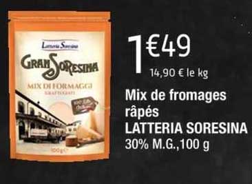 mix de fromages râpés latteria soresina