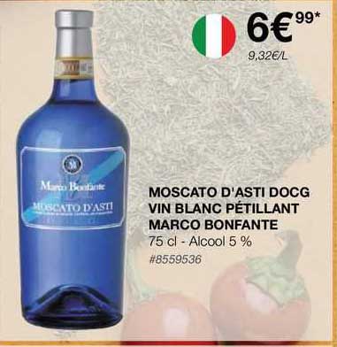 moscato d'asti docg vin blanc pétillant marco bonfante