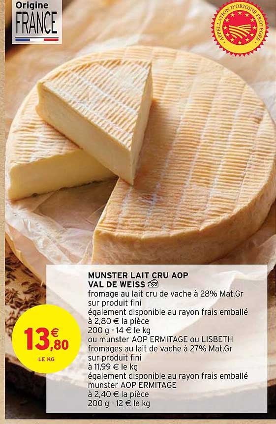munster lait cru aop val de weiss