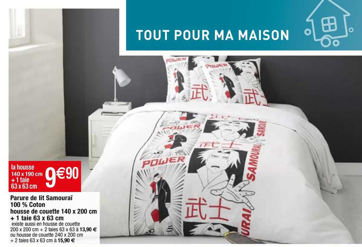 parure de lit samourai 100% coton housse de couette + 1 taie