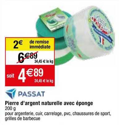 passat pierre d'argent naturelle avec éponge
