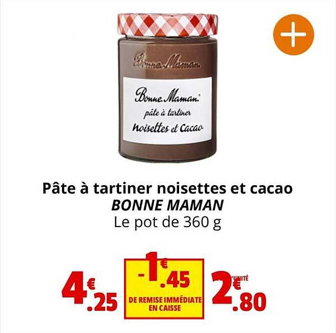 pâte à tartiner noisettes et cacao bonne maman
