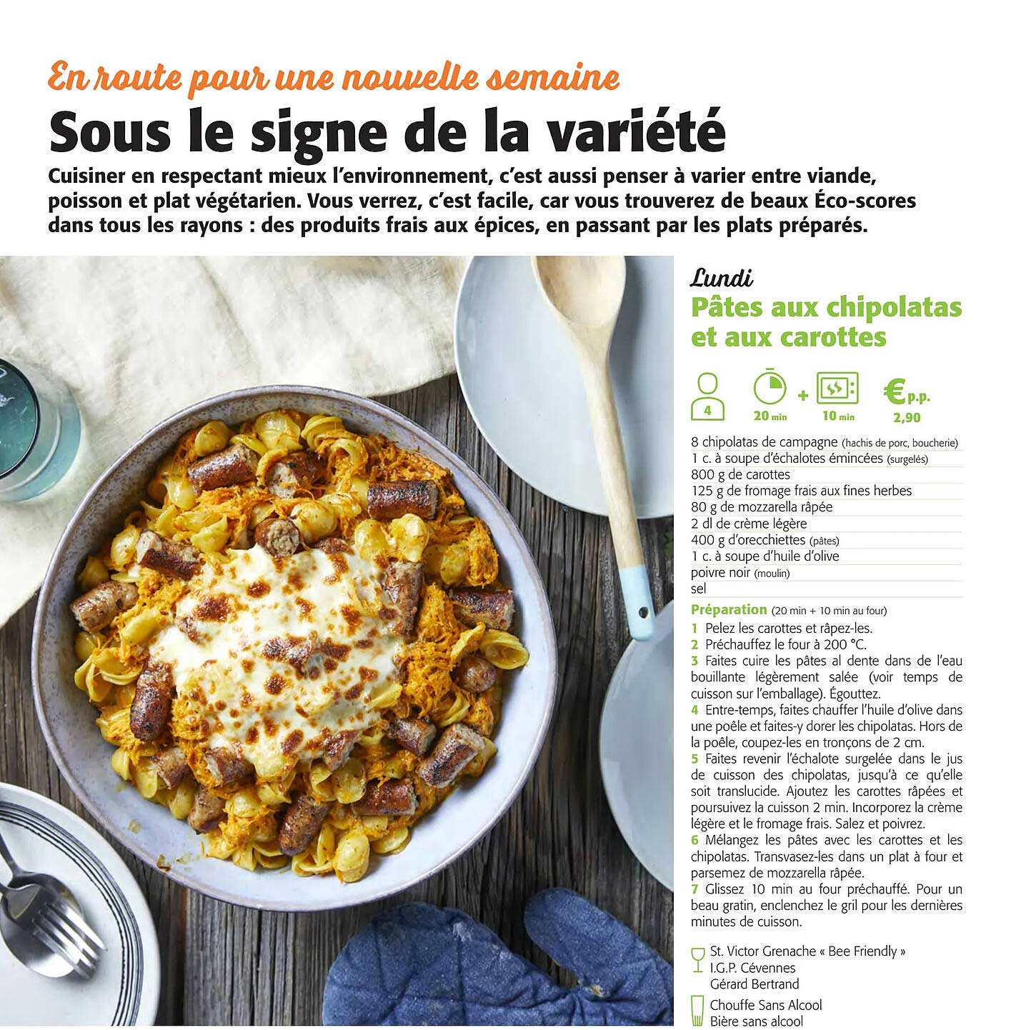 Pâtes Aux Chipolatas Et Aux Carottes