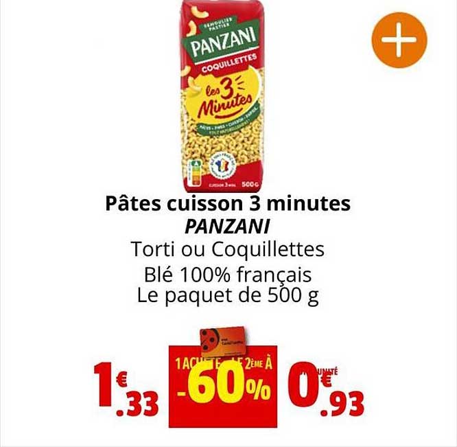 pâtes cuisson 3 minutes panzani