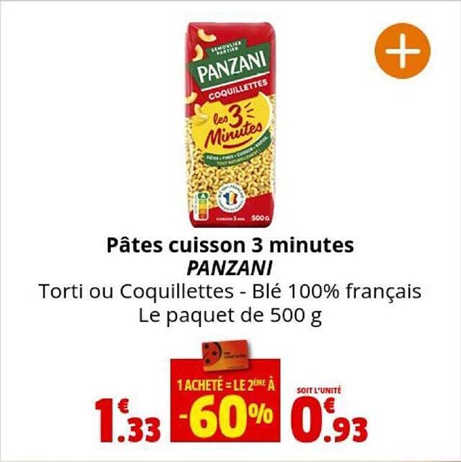 pâtes cuisson 3 minutes panzani