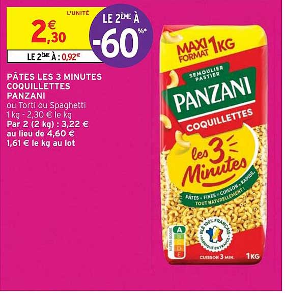 pâtes les 3 minutes coquillettes panzani