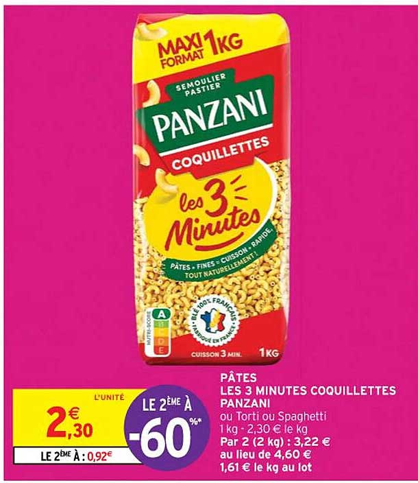 pâtes les 3 minutes coquillettes panzani