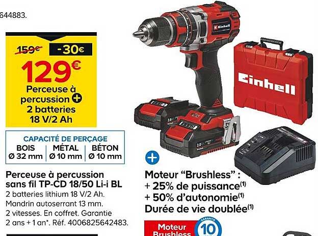 perceuse à percussion sans fil tp-cd 18/50 li-i bl einhell