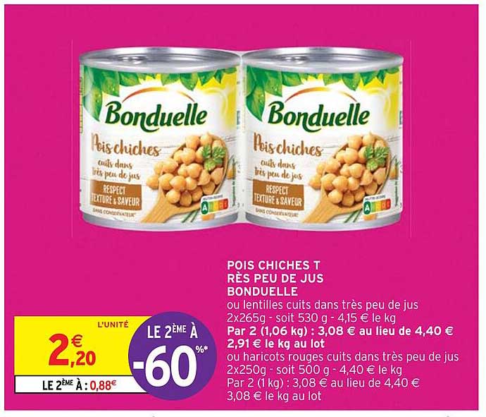 pois chiches très peu de jus bonduelle