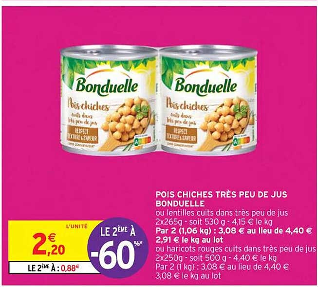 pois chiches trés  peu de jus bonduelle