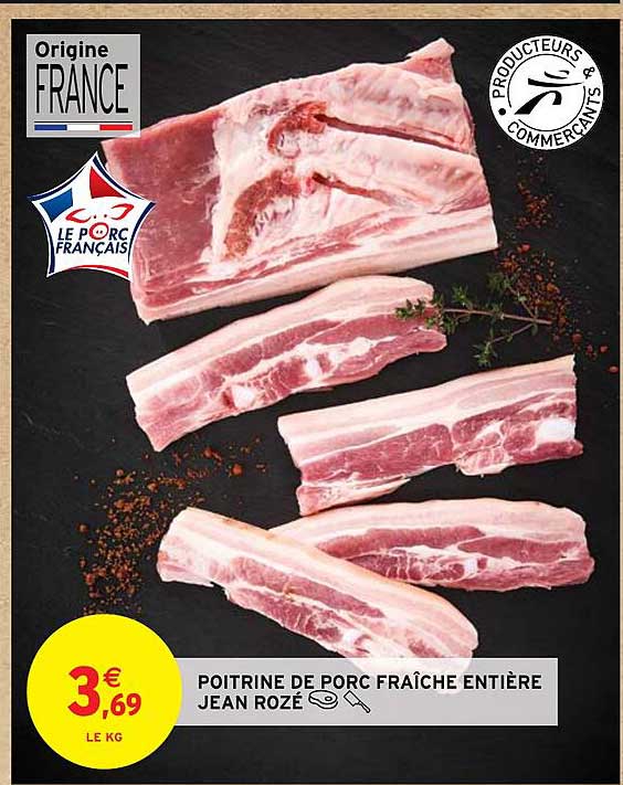 poitrine de porc fraîche entière jean rozé